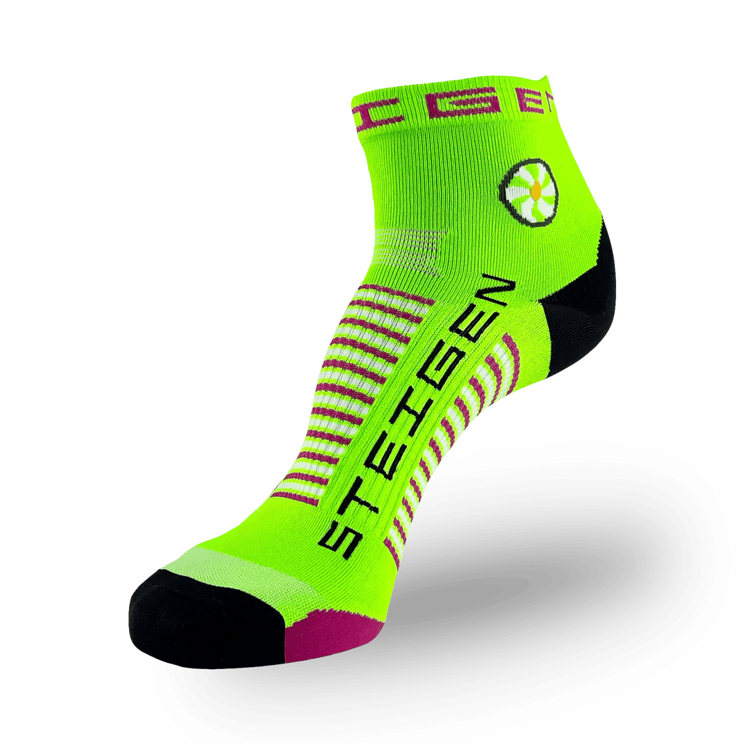 FLURO GREEN RUNNING SOCKS ¼ LENGTH