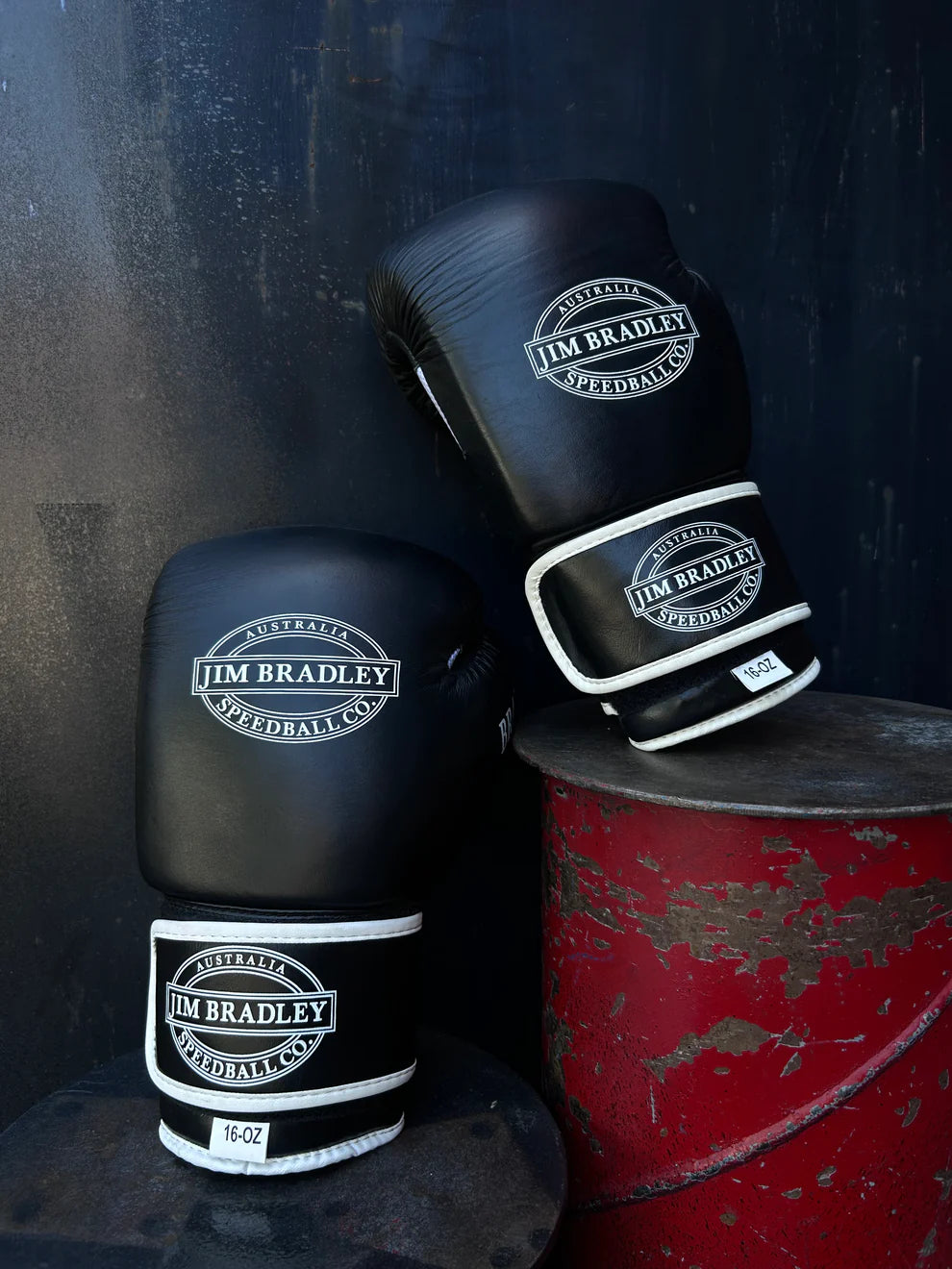 Jim Bradley 10oz Black Leather Boxing Gloves