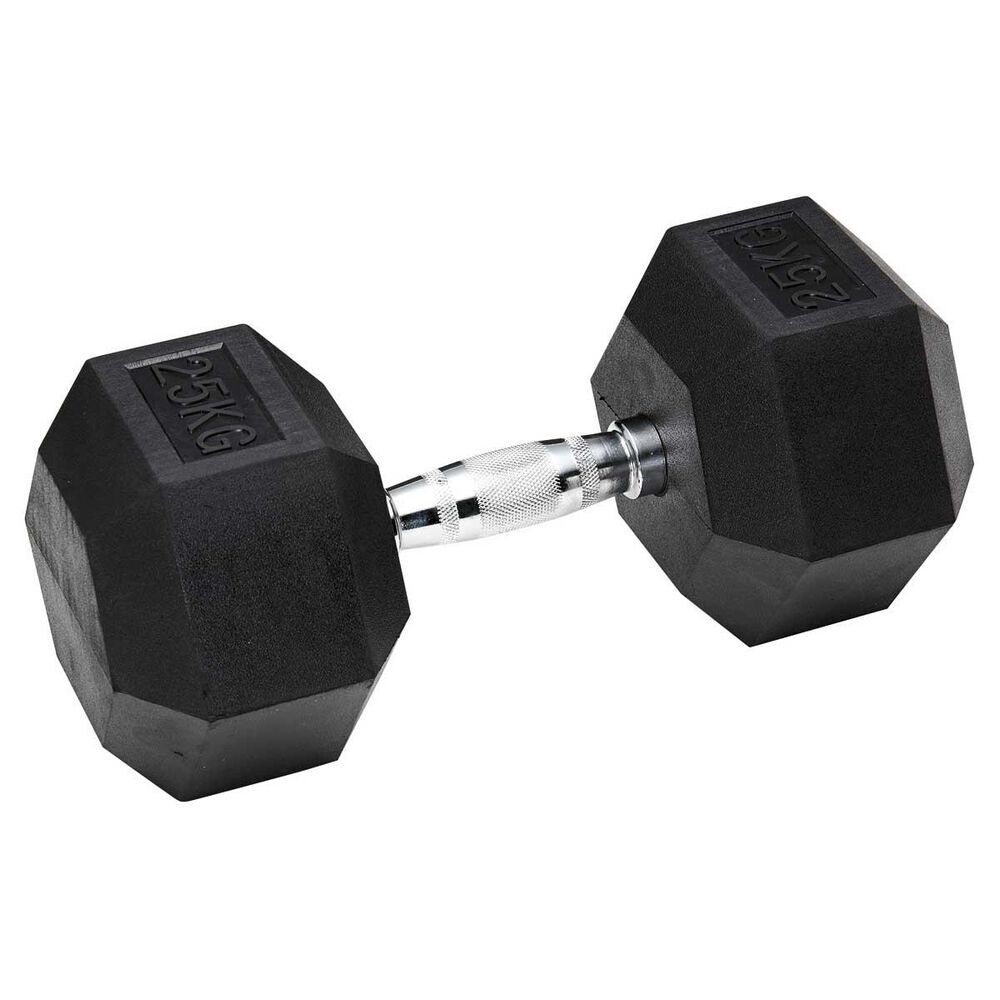 1-10kg Rubber Hex Dumbbells Set on Rack